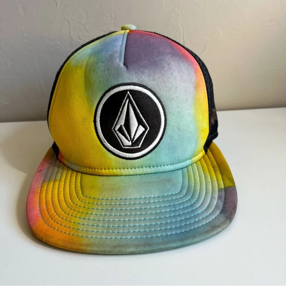 Volcom Hat Colorful Tie Dye Watercolor 9fifty New Era Fun Summer Abstract Yellow - Picture 1 of 15
